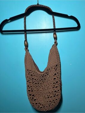 Brown, Black and Tan Crochet Shoulder Bag - Unbranded